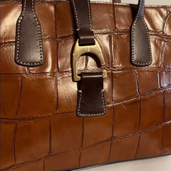 Dooney & Bourke Croco Small Shannon Tote Embossed Leather Top Handle Hook & Loop - Picture 2 of 9